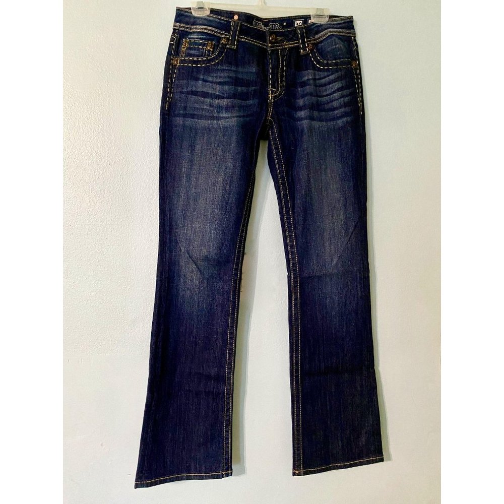 Miss Me Boot Cut Gothic Fleur De Lis Jeans JP5075b - Picture 4 of 5